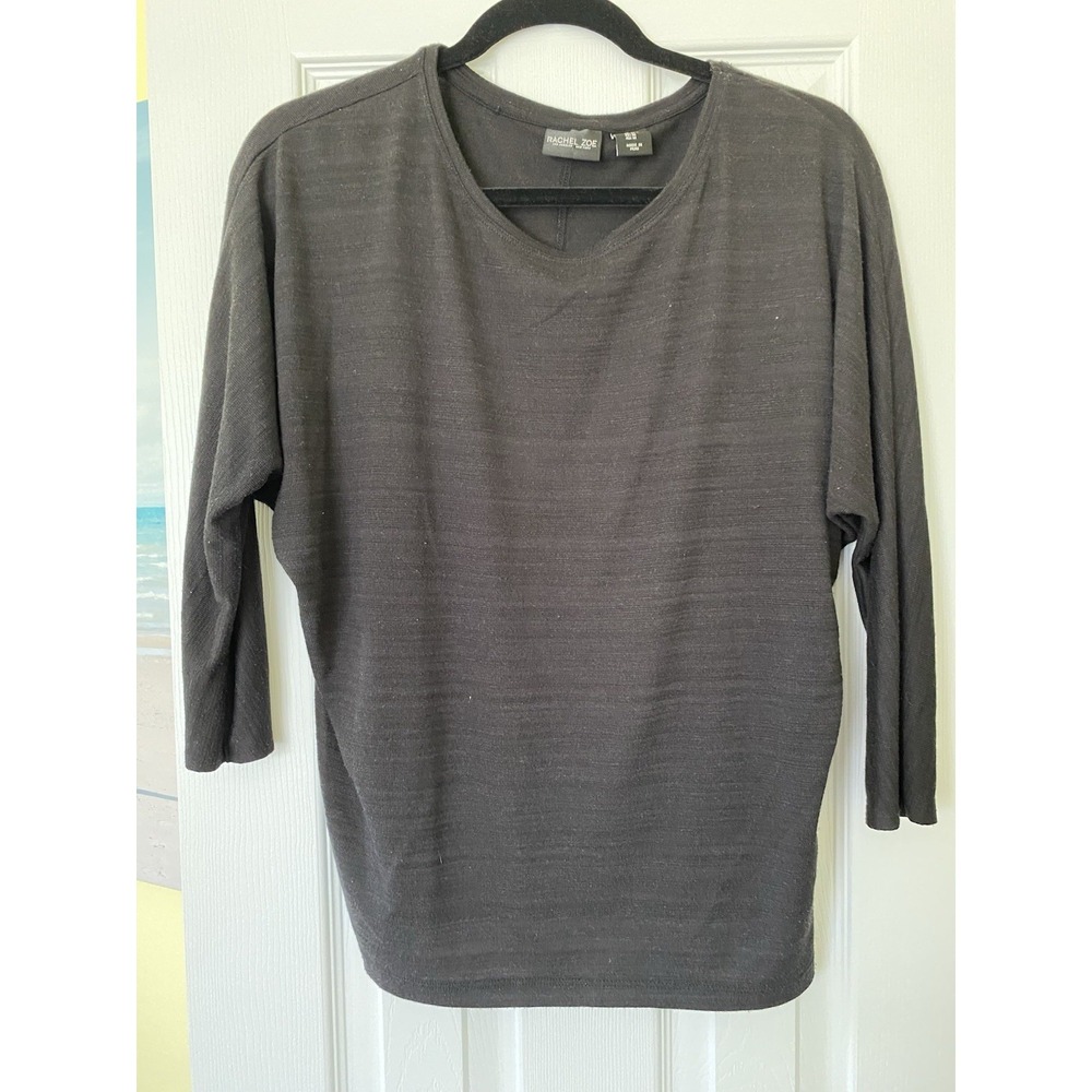 Rachel Zoe Heathered Black Dolman Batwing Sleeve Top Size XS Lightweight